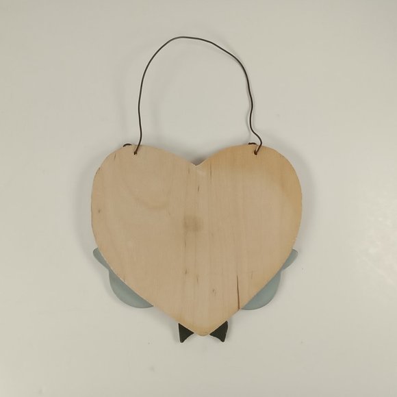 "Merry Christmas" Cat Kittens Wooden Heart 4.5" Country Rustic Holiday Ornament - Picture 2 of 3